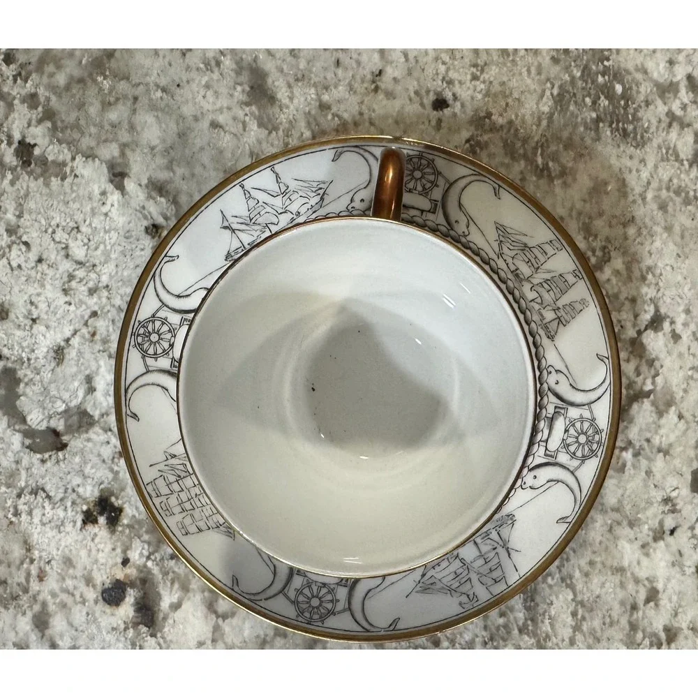 Foley English Bone China Nautical Sailing Ship Teacup Saucer John Everett V624